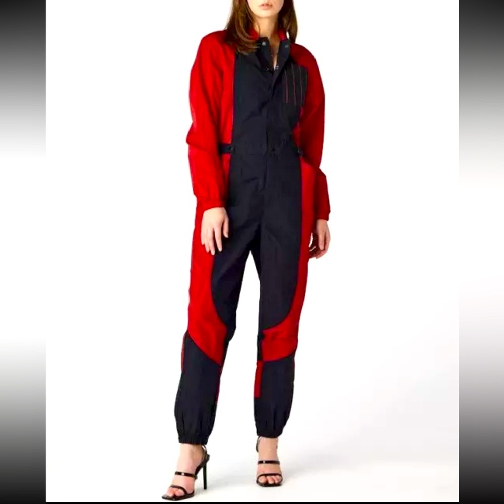 Jordan Red and Black Colorblock Jumpsuit